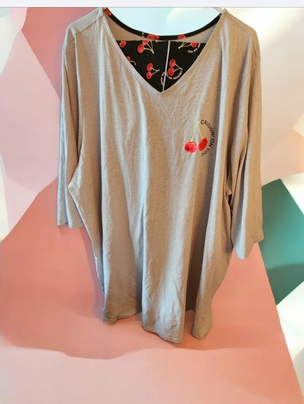 Cacique  V-Neck Long Sleeve Top with Sleep Pants■ NBNT